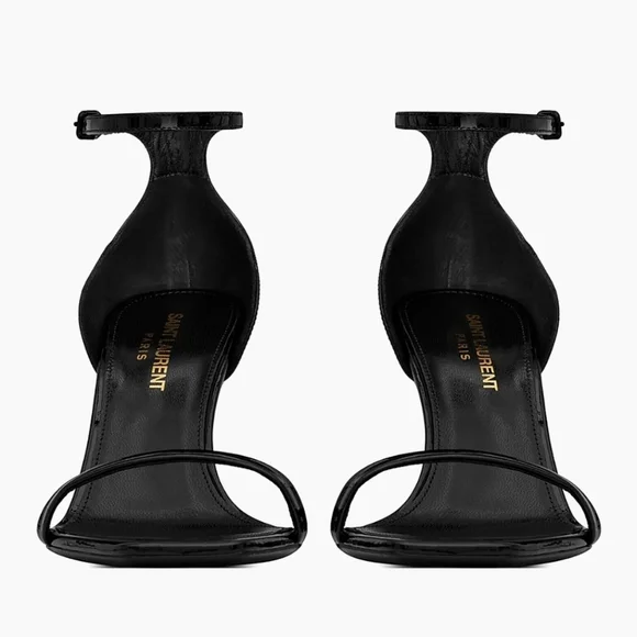 Yves Saint Laurent Black and Gold Heels with Iconic Logo Saint Laurent Opyum YSL - Picture 3 of 9